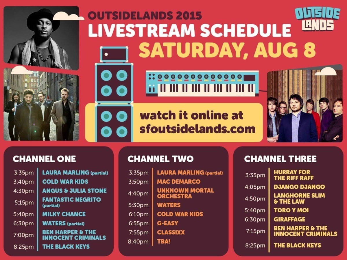 Outside Lands 2015 Saturday Livestream Schedule Poster