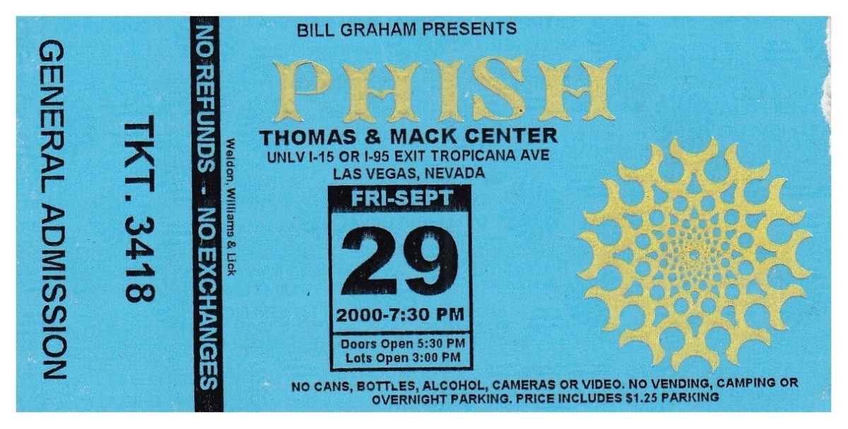 Phish Las Vegas September 29, 2000 Mail Order Ticket Stub