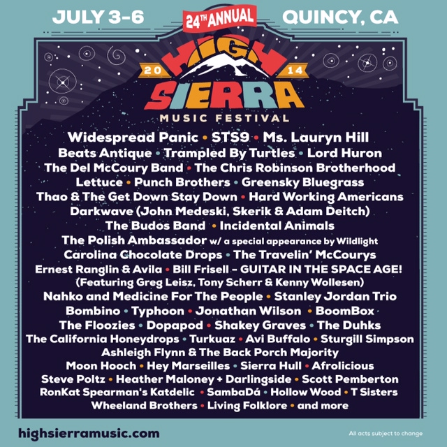 High Sierra Music Festival Announces Artist Playshops