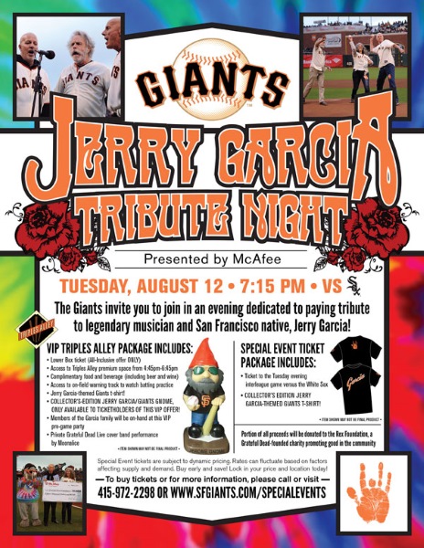 San Francisco Giants To Host Jerry Garcia Tribute