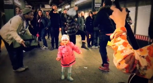 Little Girl Leads Me & My Uncle Subway Dance Party
