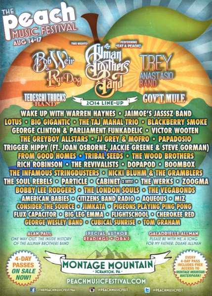 Peach Music Festival Announces Third Phase Of 2014 Lineup