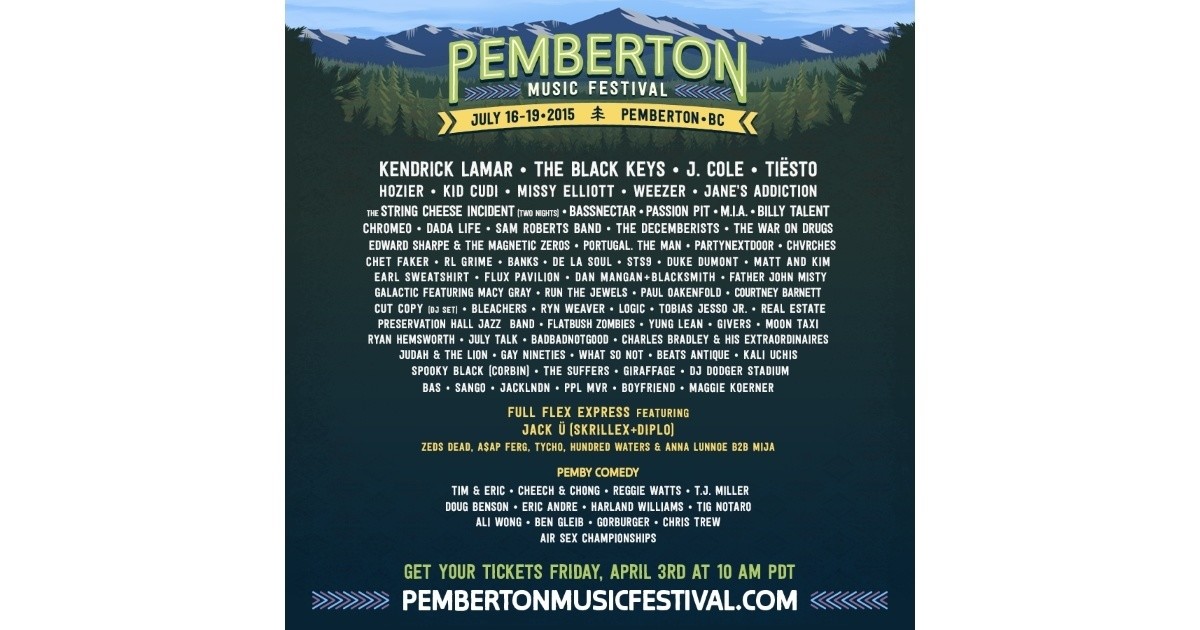 Pemberton Music Festival Announces Lineup