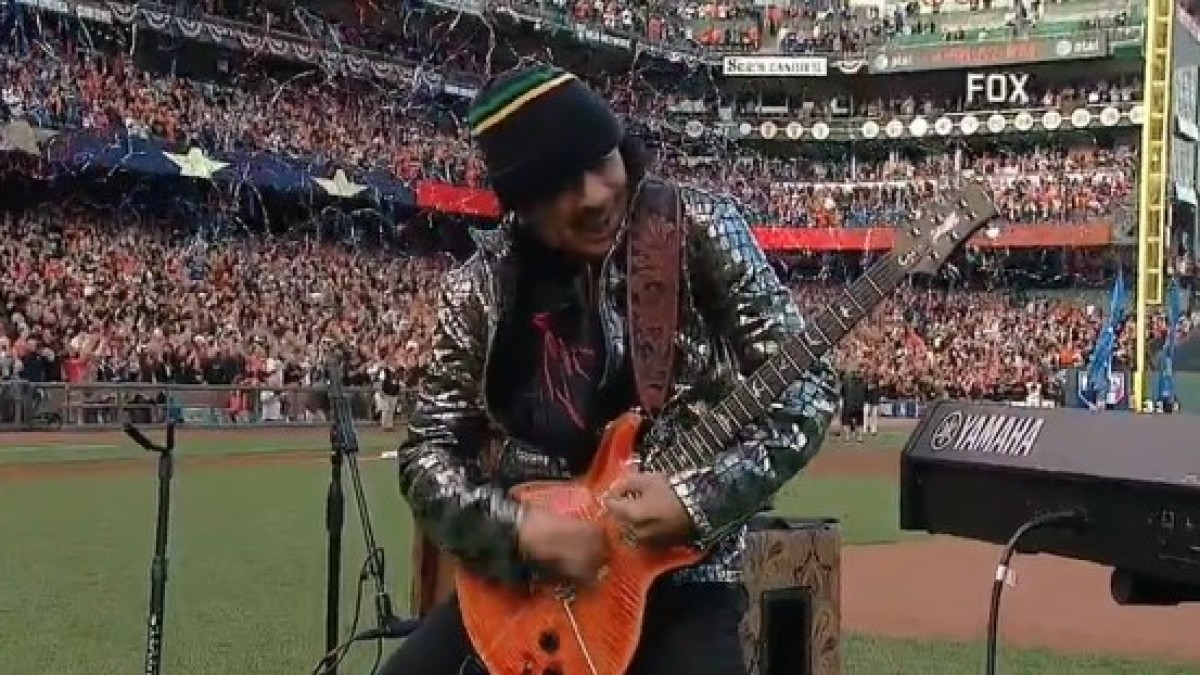Carlos Santana Shreds National Anthem With Son At World Series