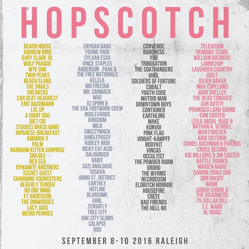 Hopscotch 2016 Lineup Admat