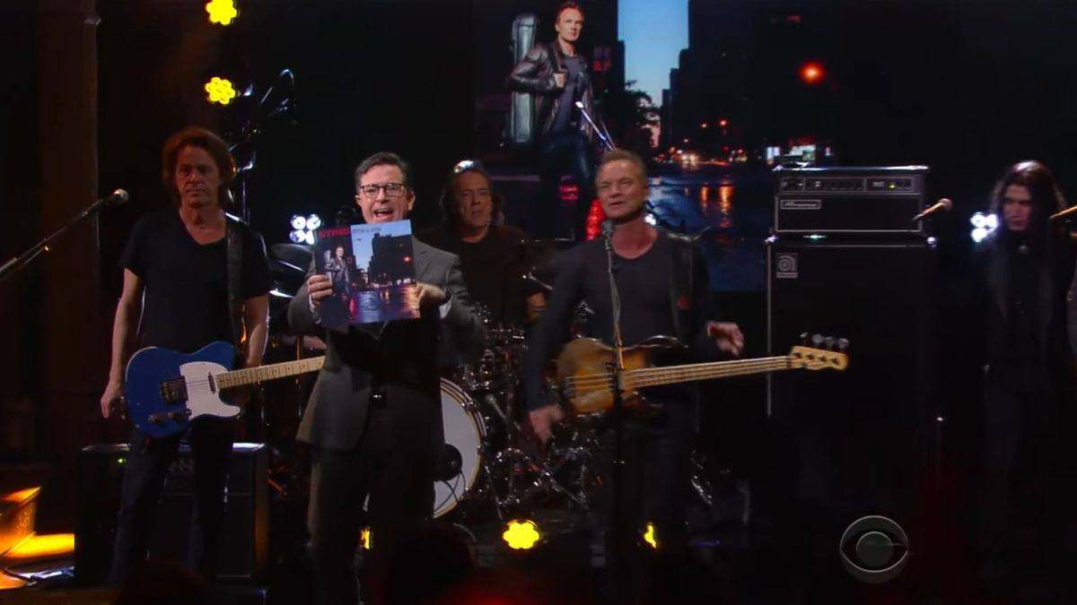 Sting Performs & Chats With Stephen Colbert During Visit To 'The Late Show'