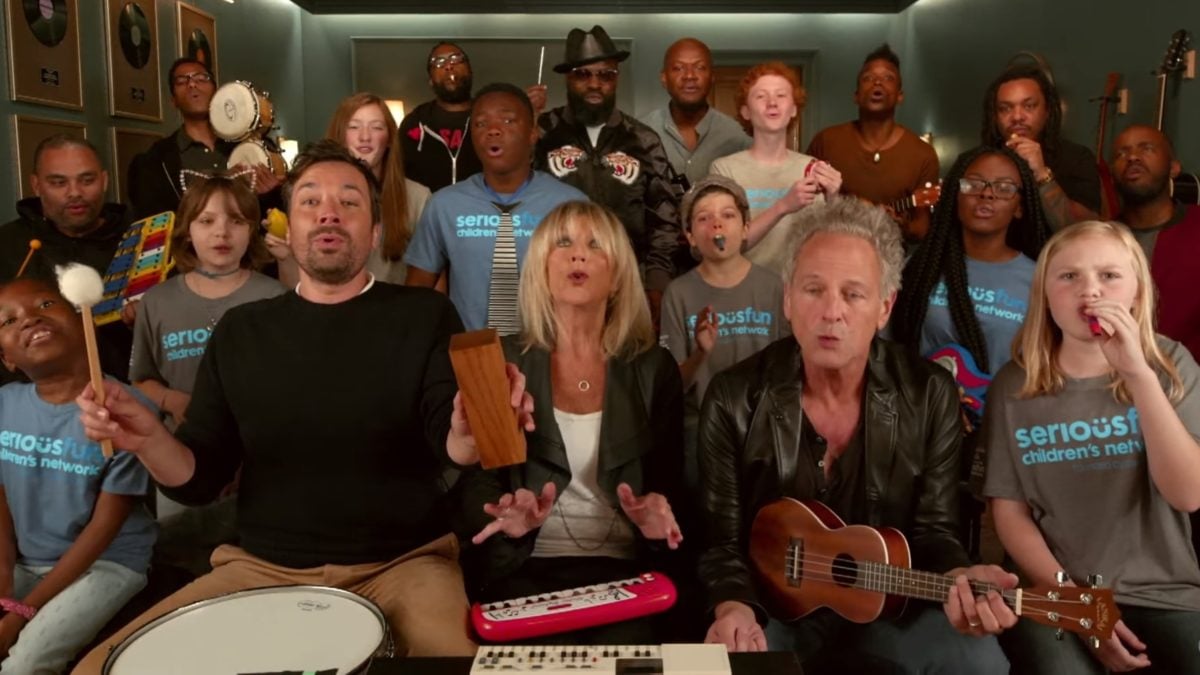 Jimmy Fallon, Kids From SeriousFun, Buckingham & McVie Perform ‘Don’t Stop’ On Classroom Instruments