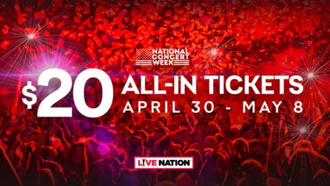 live nation national concert week offers discount 20 tickets