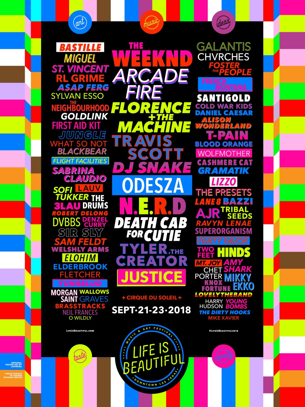 2018 Life is Beautiful Lineup Poster