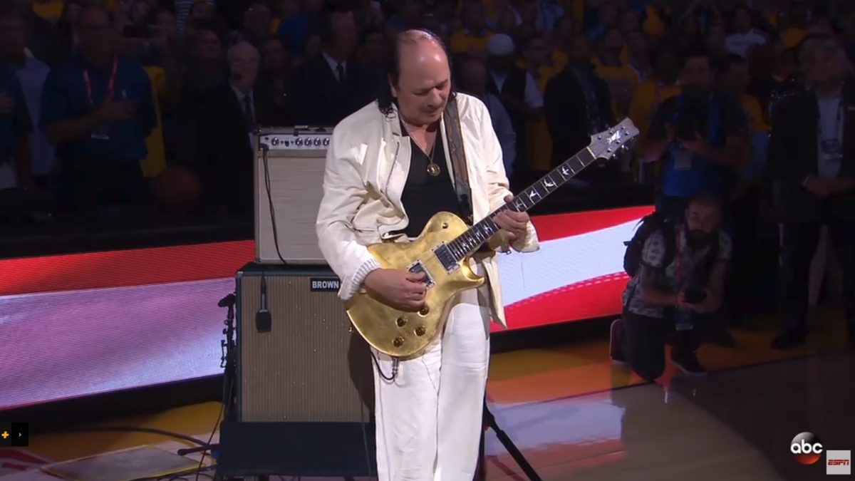 Carlos Santana & Cindy Blackman Santana Perform National Anthem In Oakland