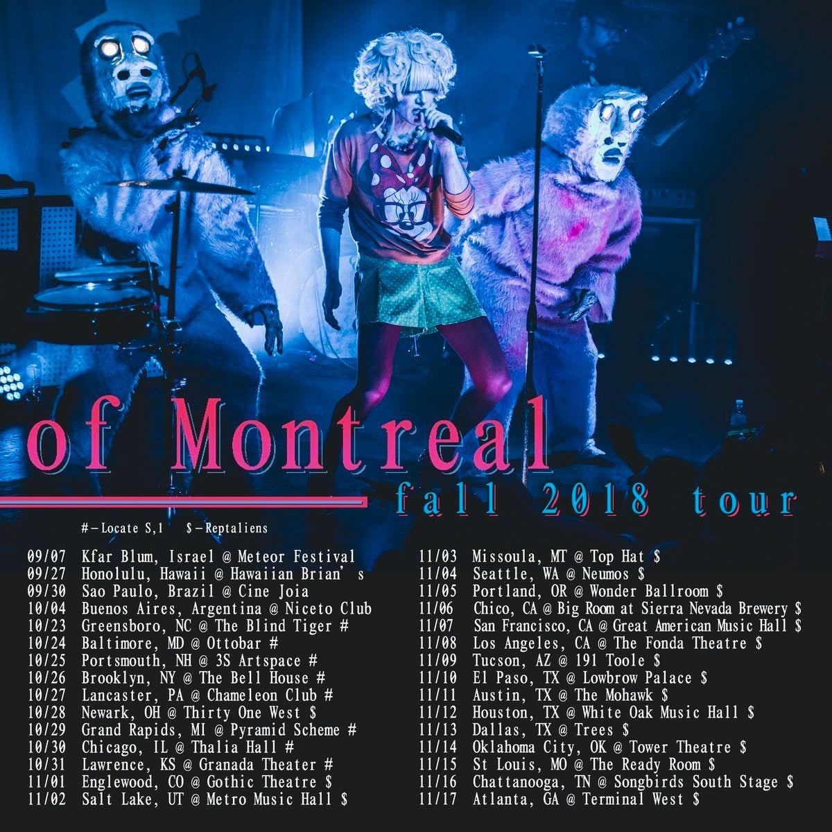 of Montreal Fall Tour 2018 Admat