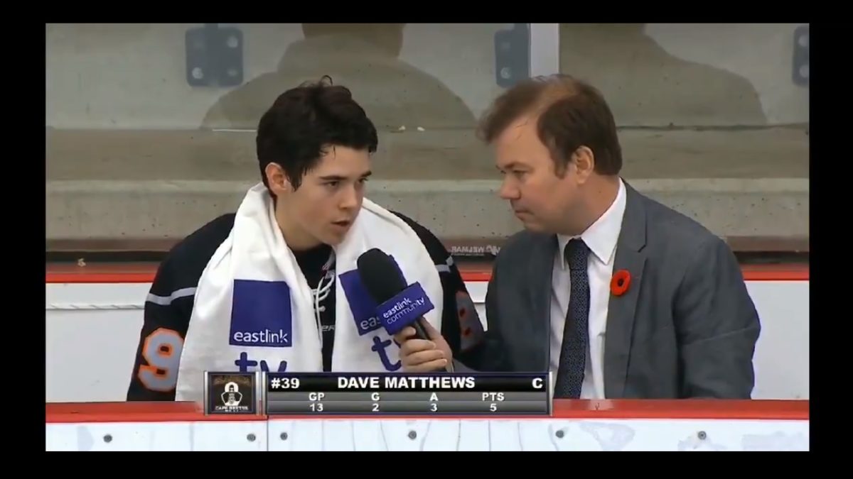 Reporter Interviews Hockey Player Dave Matthews Using Dave Matthews Band References
