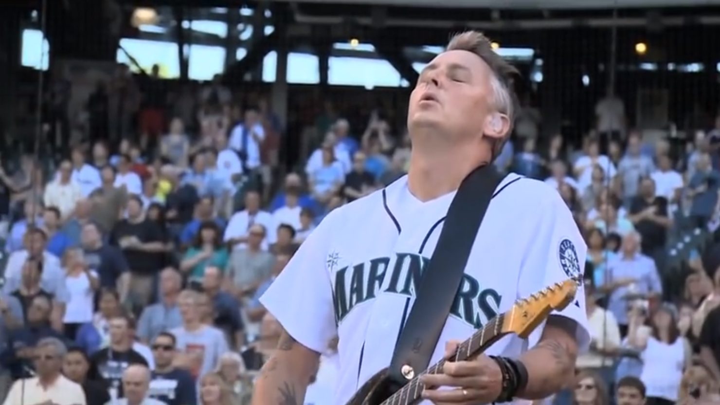 Pearl Jam Guitarist Mike McCready Performs National Anthem At Seattle