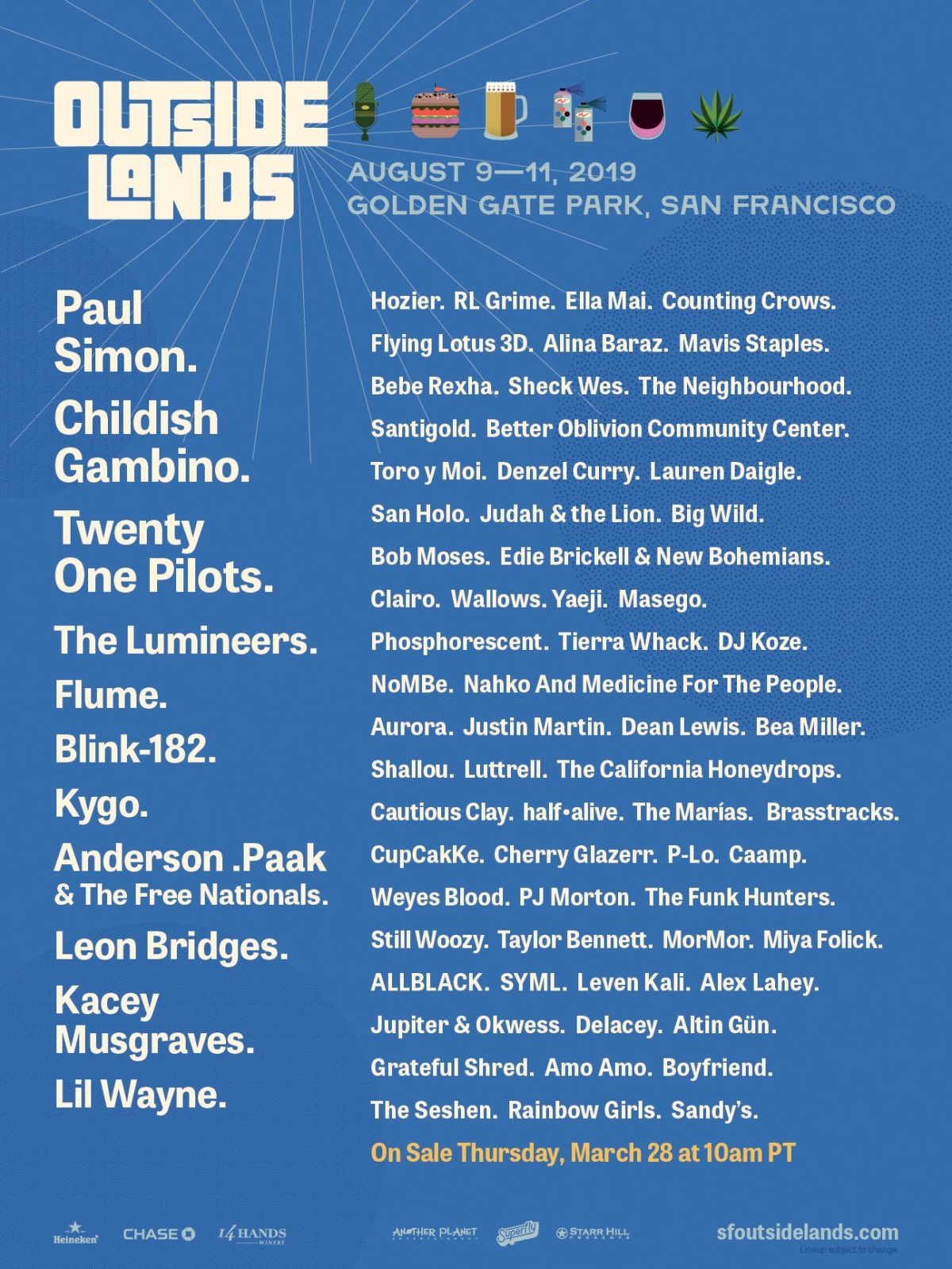 Outside Lands 2019 Lineup