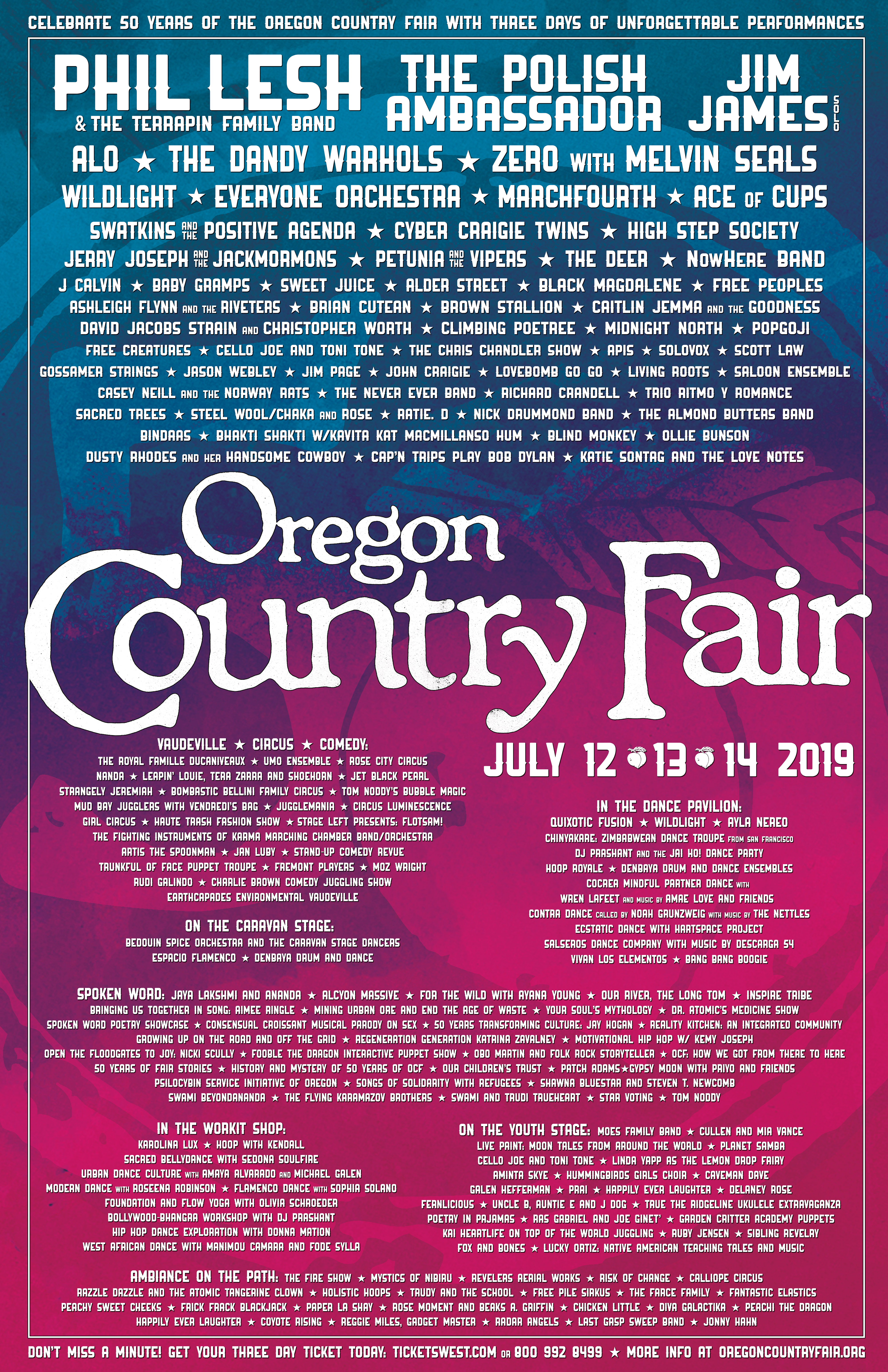 Oregon Country Fair 2019 Lineup
