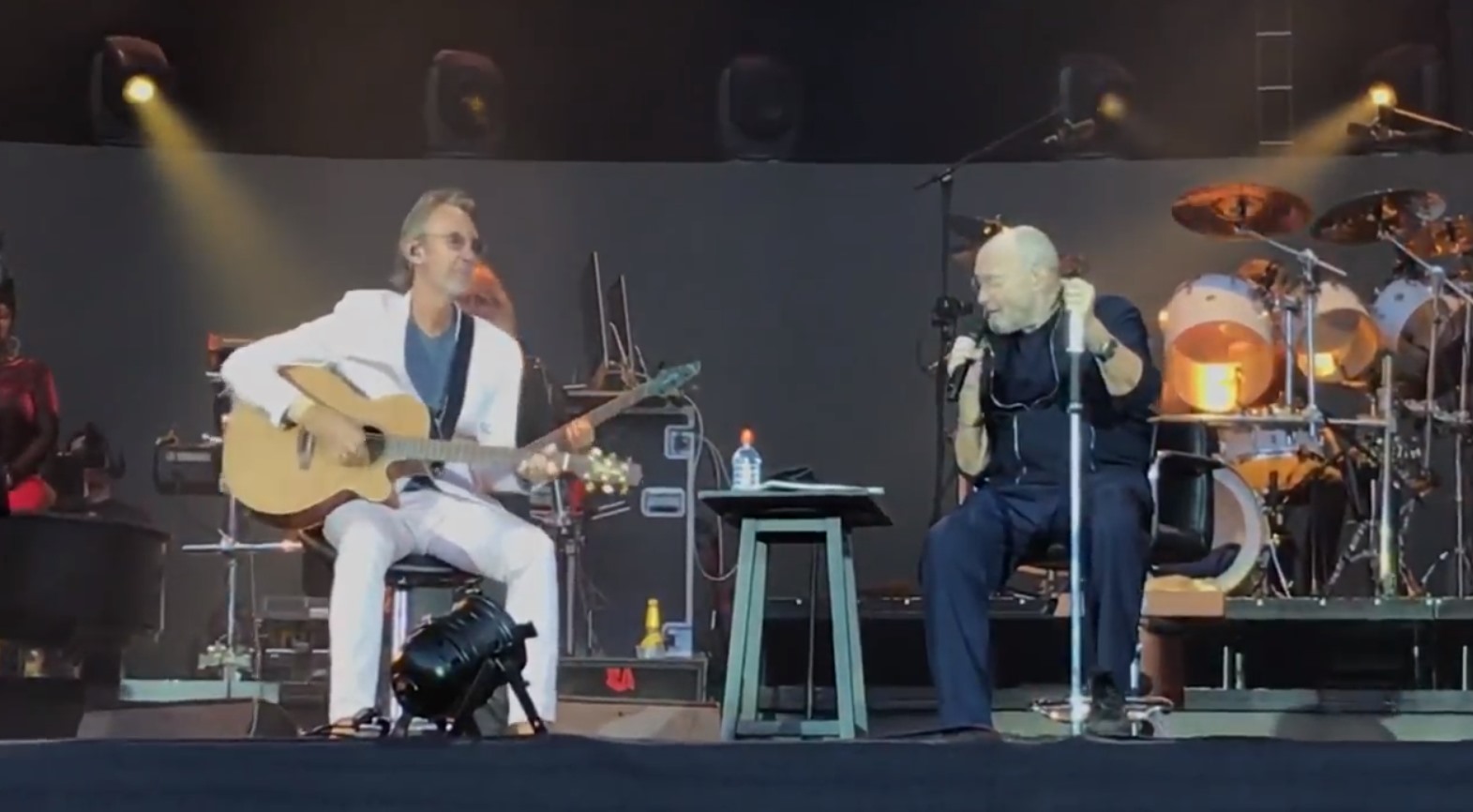 Genesis Band Mates Phil Collins Mike Rutherford Reunite In Berlin