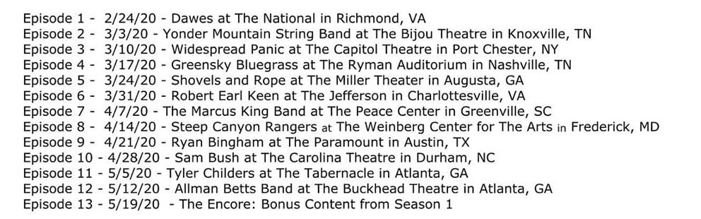 American Music Spotlight Season 1 Schedule