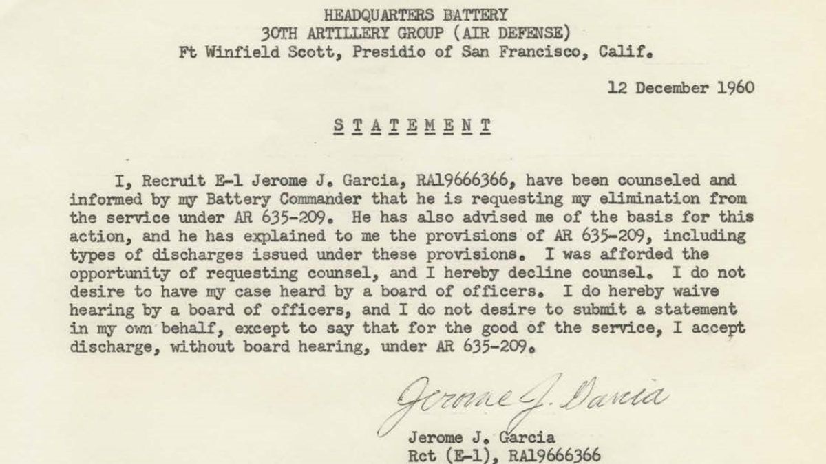 View Jerry Garcia’s Military Records