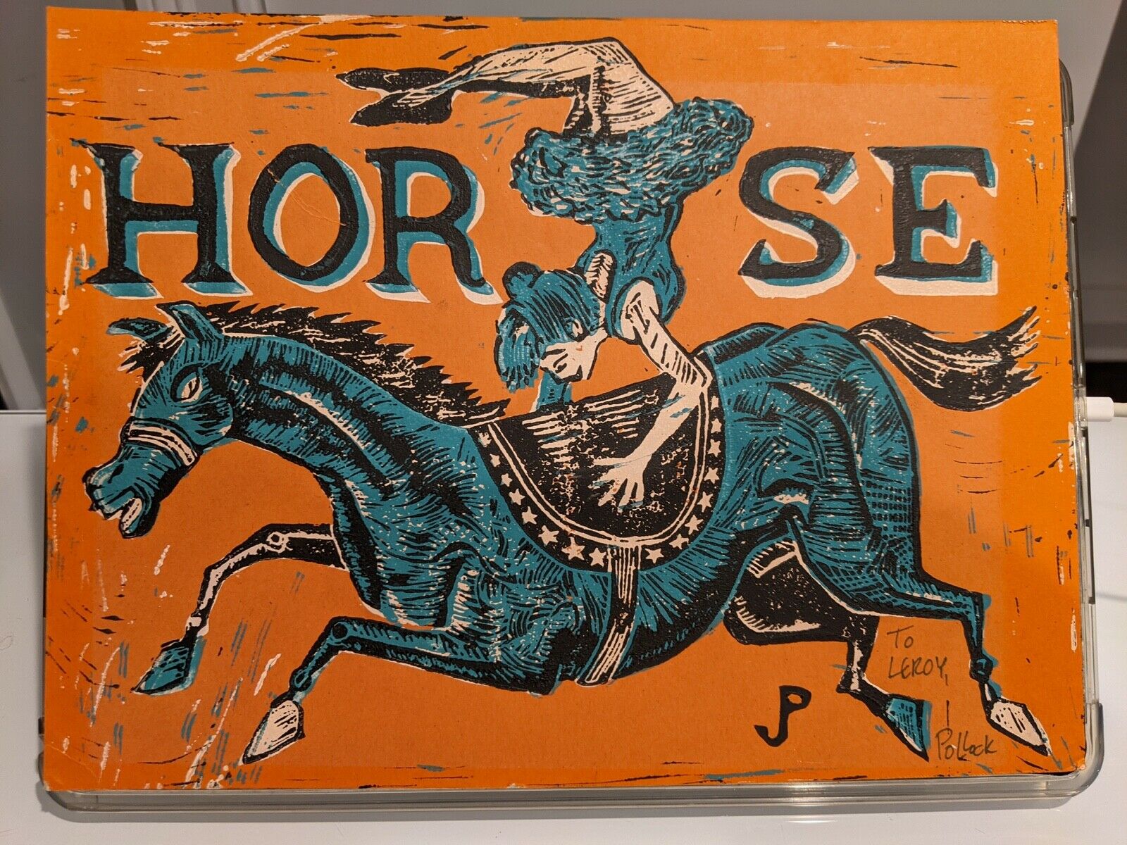 1996 Jim Pollock “Horse” Block Print from Clifford Ball