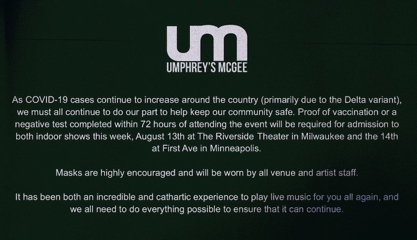 Umphreys McGee COVID protocols