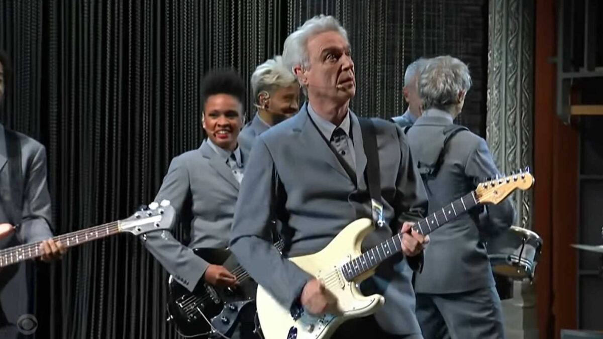 Watch David Byrne Perform ‘I Zimbra’ On ‘Colbert’