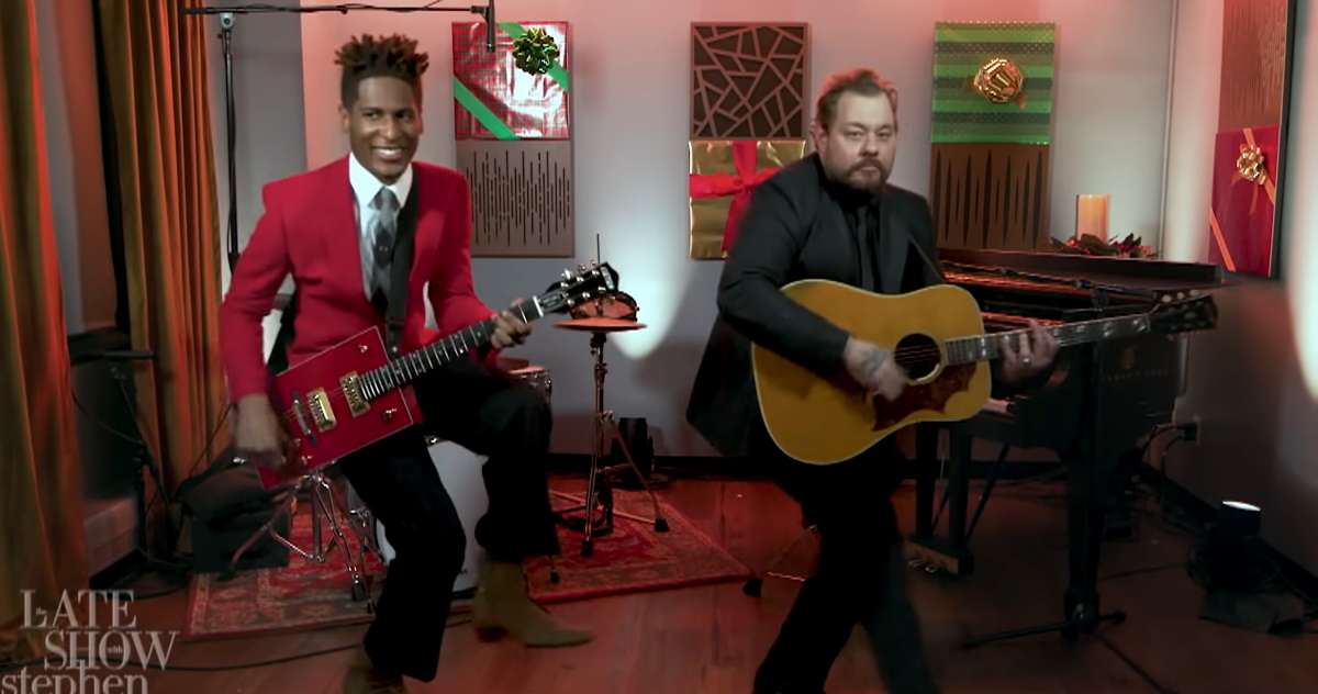 Jon Batiste & Nathaniel Rateliff Perform ‘Run Rudolph Run’ On ‘Colbert’
