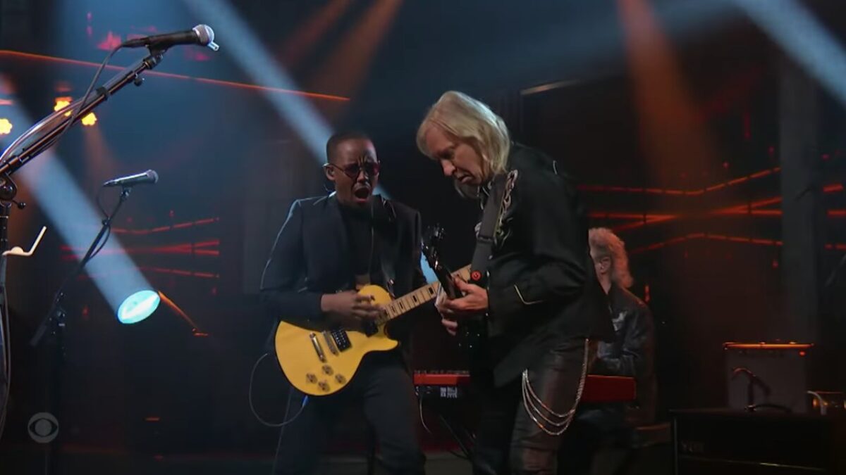 Joe Walsh Teams With Louis Cato & Late Show Band For Powerhouse ‘Rocky Mountain Way’ On ‘Colbert’