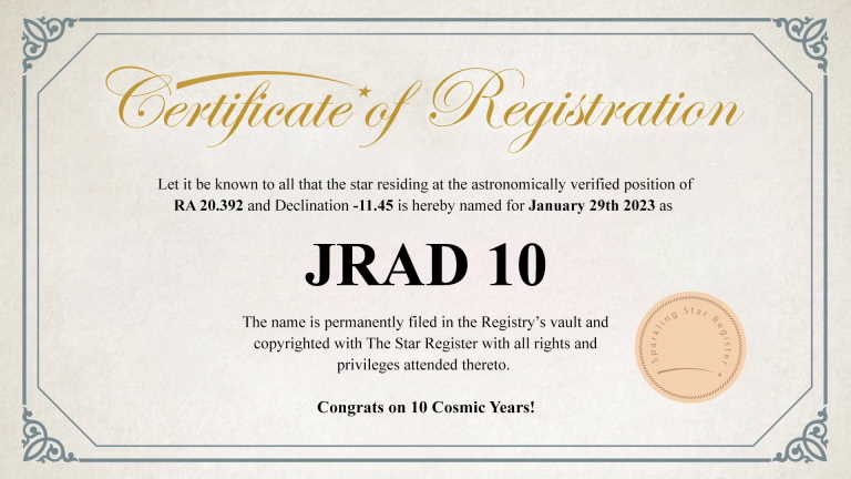 JRAD 10 Star Registry