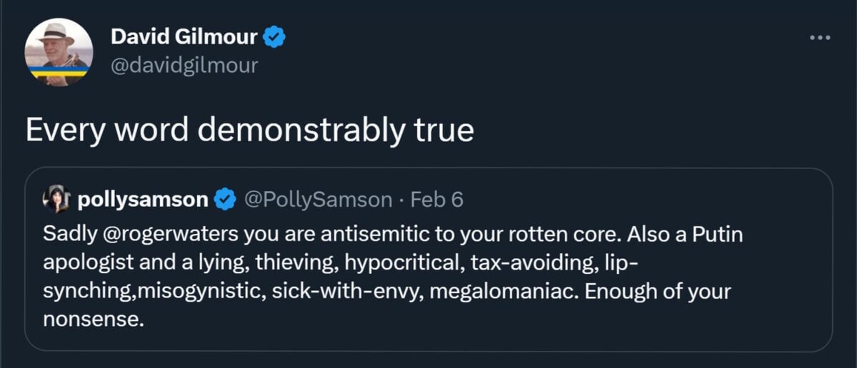 DAvid Gilmour Tweet