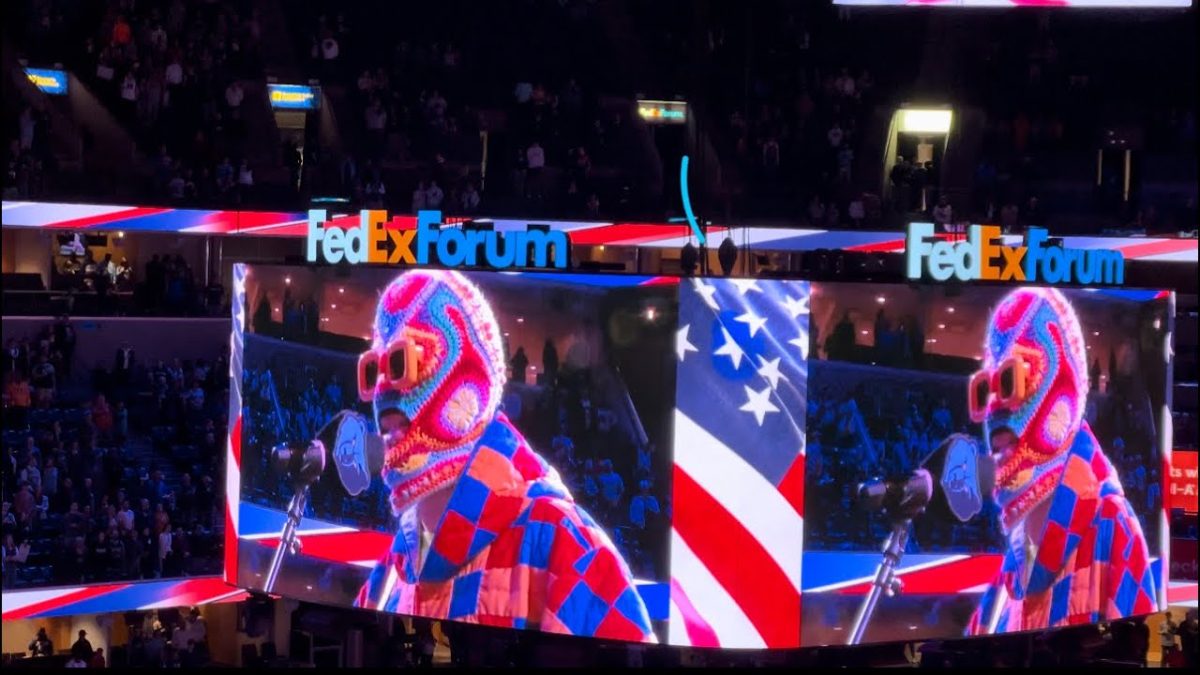 MonoNeon’s Quilted National Anthem (at Grizzlies vs. Warriors NBA game)