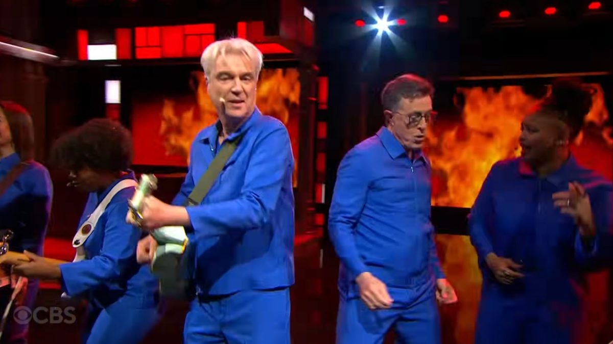 Stephen Colbert Helps David Byrne Out On Talking Heads Classic