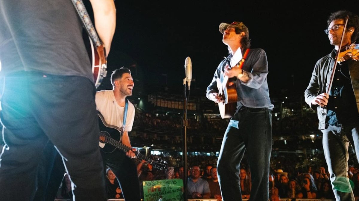 Mumford & Sons Welcome Caamp & Dylan Gossett After Storm Delay At Wrigley Field