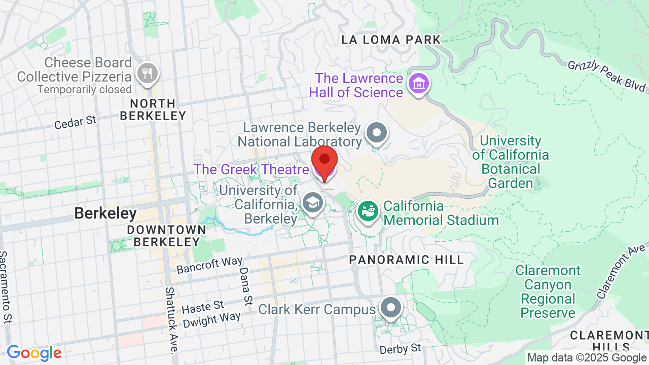Contest Willie Nelson at Greek - Greek Theatre Berkeley Map Large